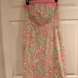 Lilly Pulitzer Sienna Dress White Pink Peanut Island Floral & Gingham Size 10